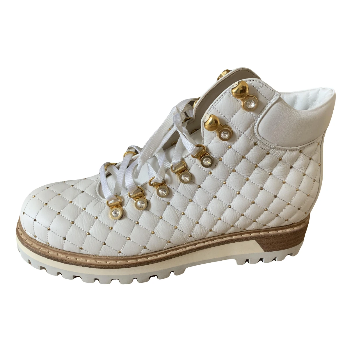 Pre-owned Le Silla Leather Lace Ups In White