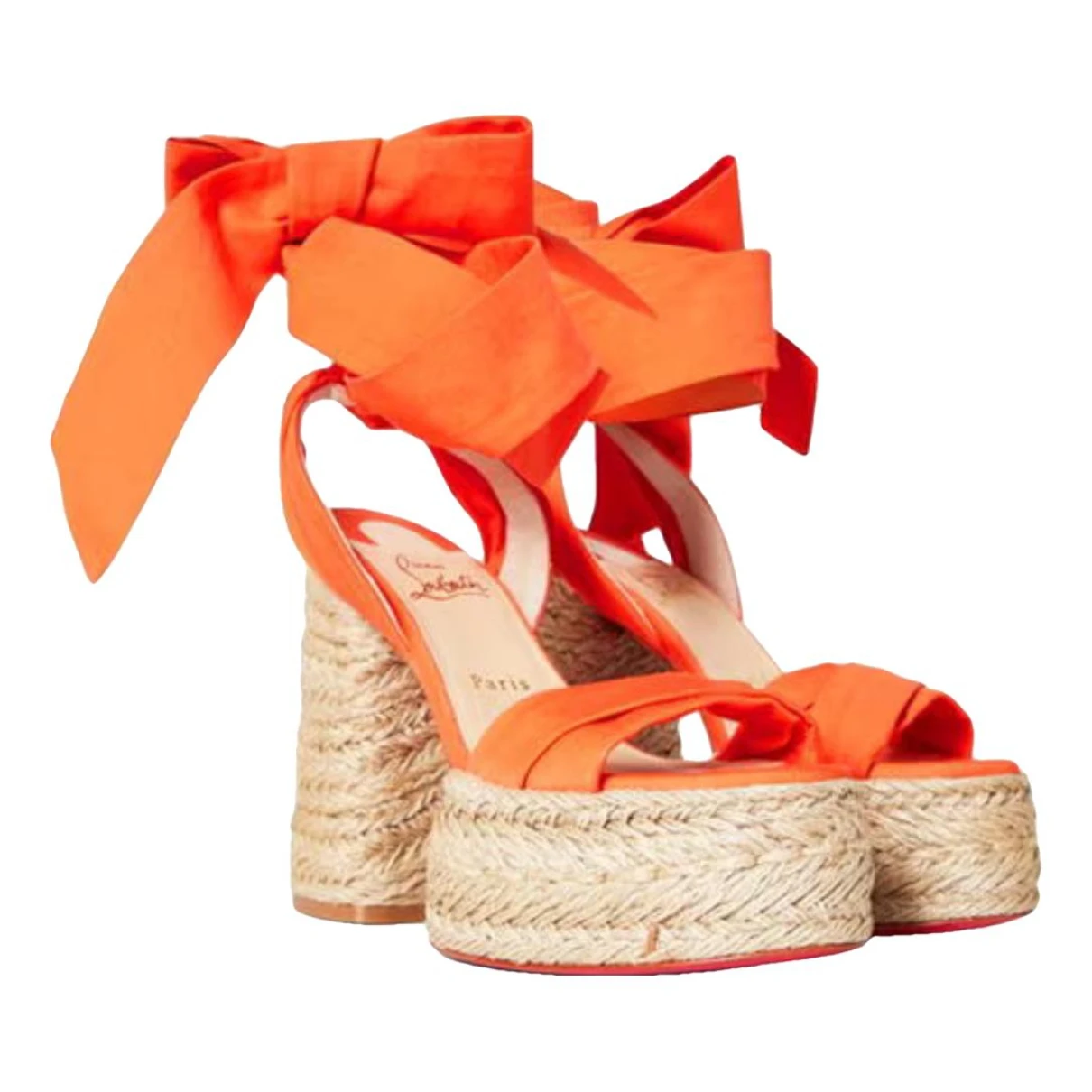 Pre-owned Christian Louboutin Leather Sandal In Orange