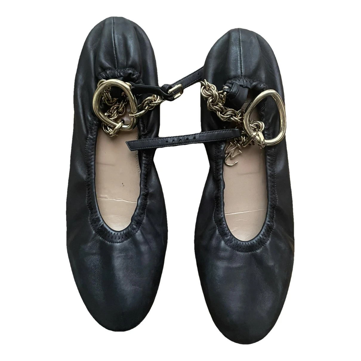 Pre-owned Jw Anderson Leather Ballet Flats In Black