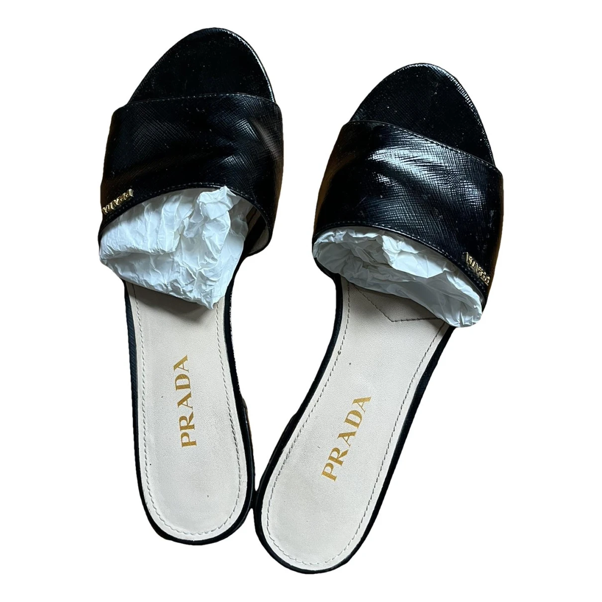 Pre-owned Prada Patent Leather Mules In Black