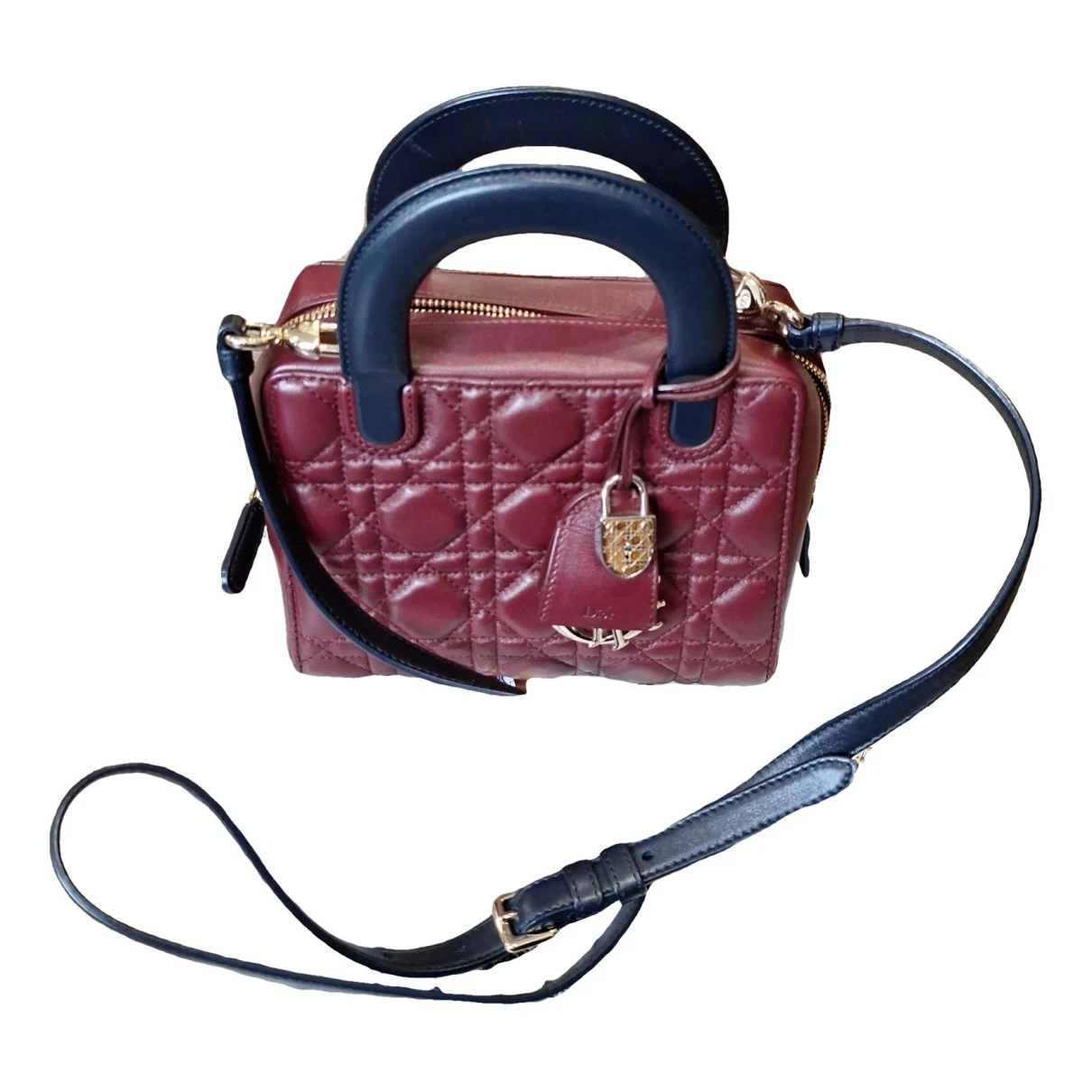 Pre-owned Dior Lily Leather Handbag In Burgundy