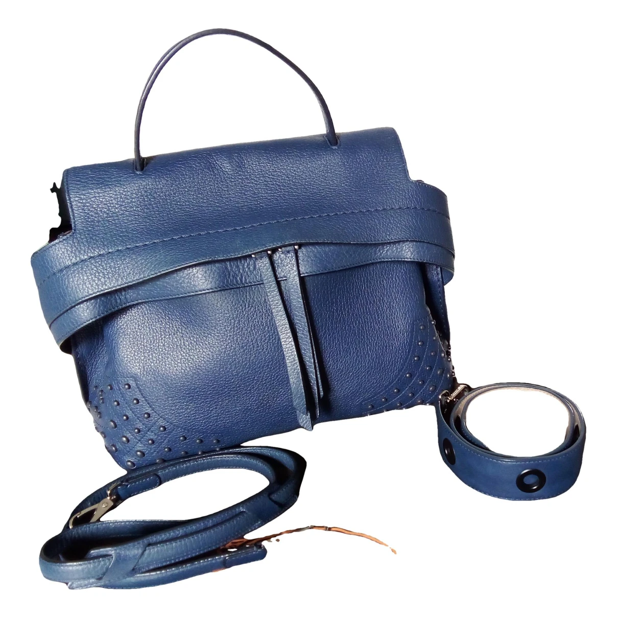 Pre-owned Tod's Wave Leather Tote In Blue
