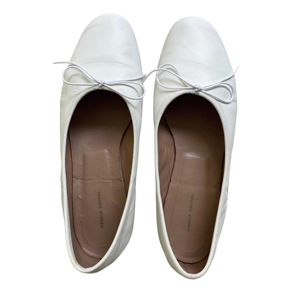Pre-owned Mansur Gavriel Leather Ballet Flats In White