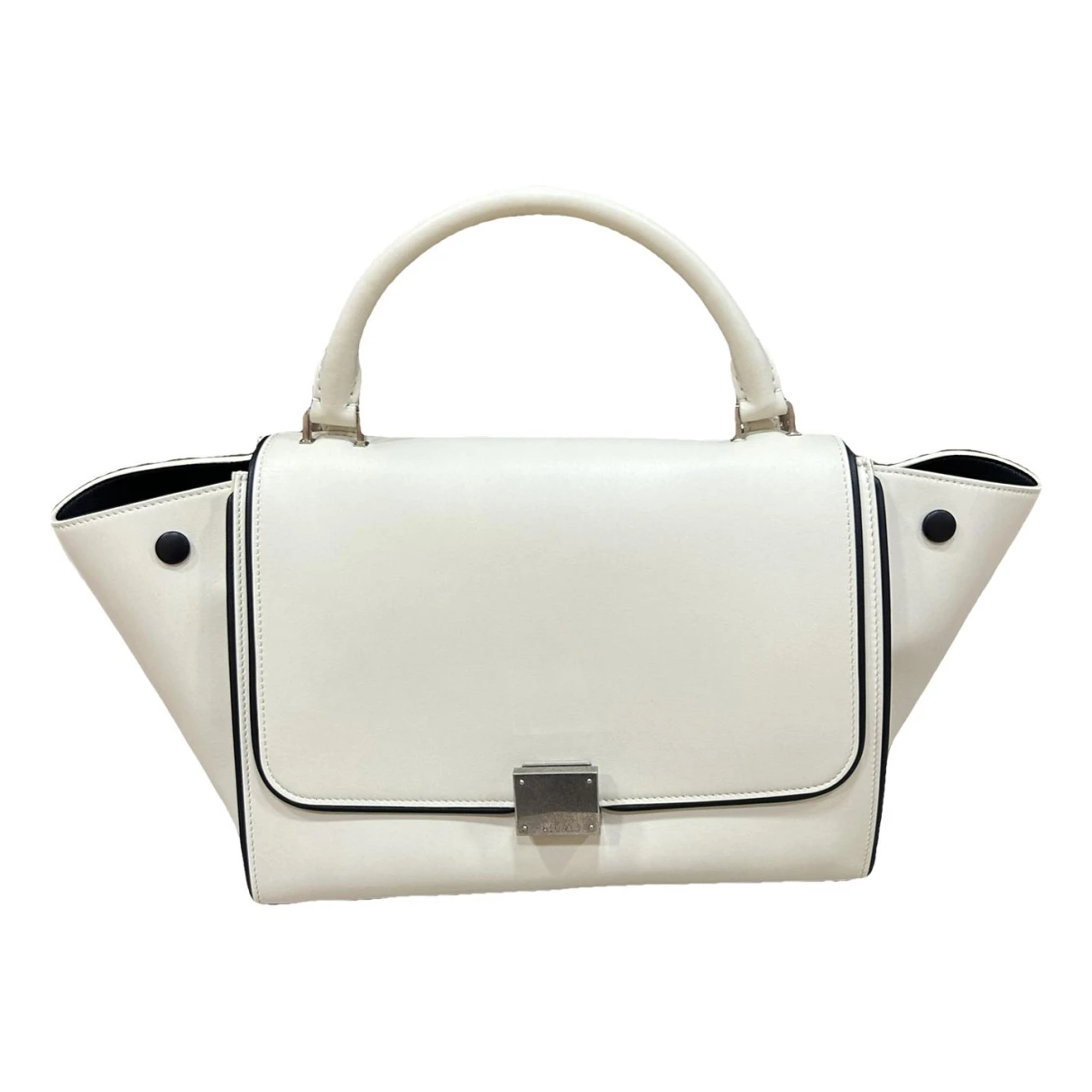 Pre-owned Celine Trapèze Leather Handbag In White