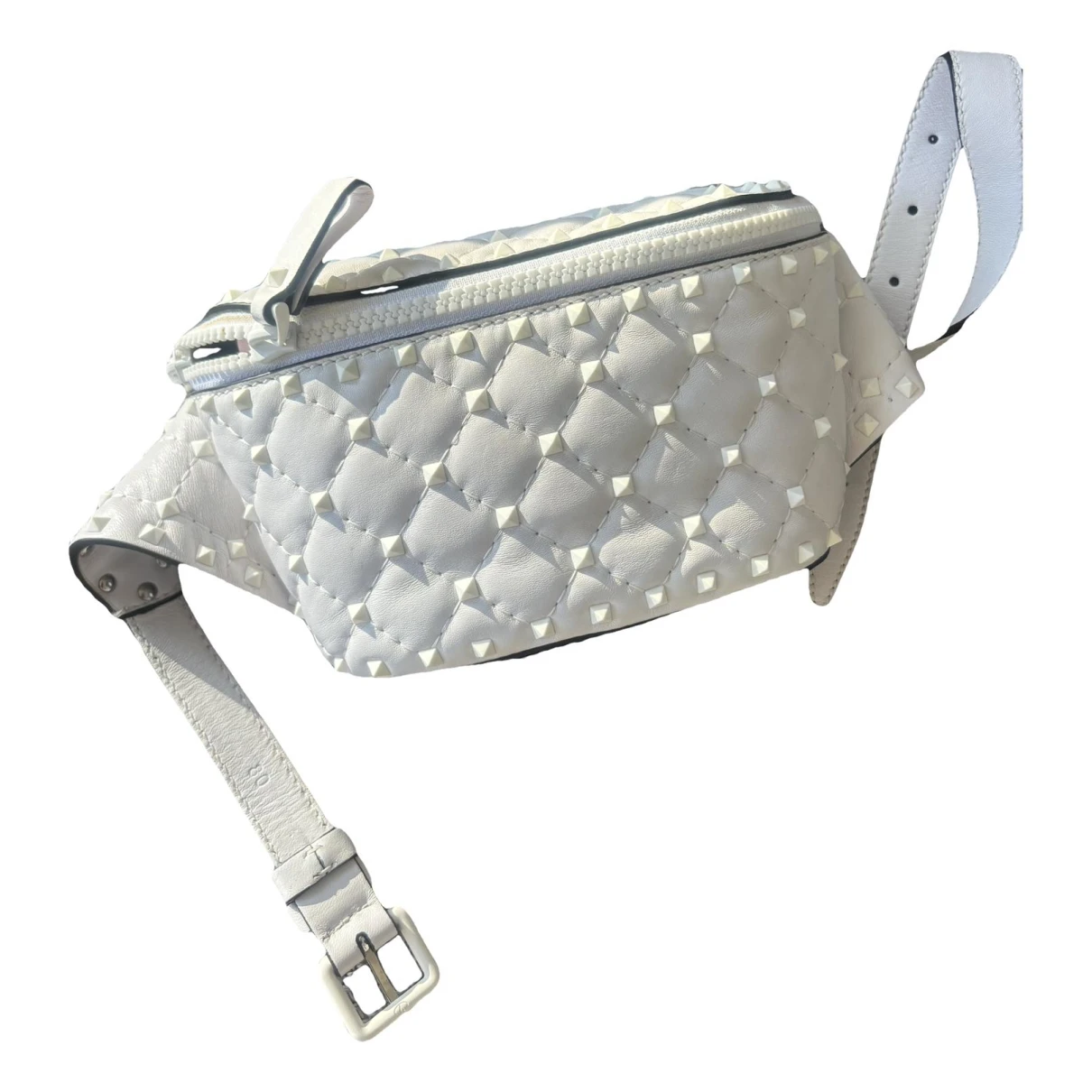 Pre-owned Valentino Garavani Rockstud Spike Leather Handbag In White