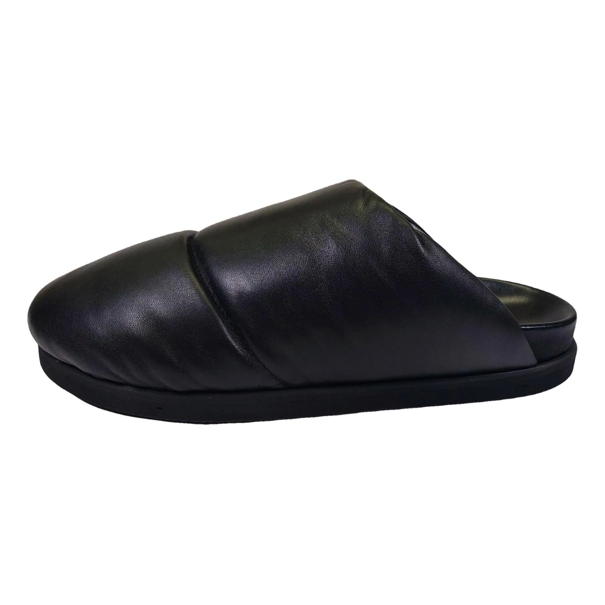 Pre-owned Moncler Leather Sandals In Black