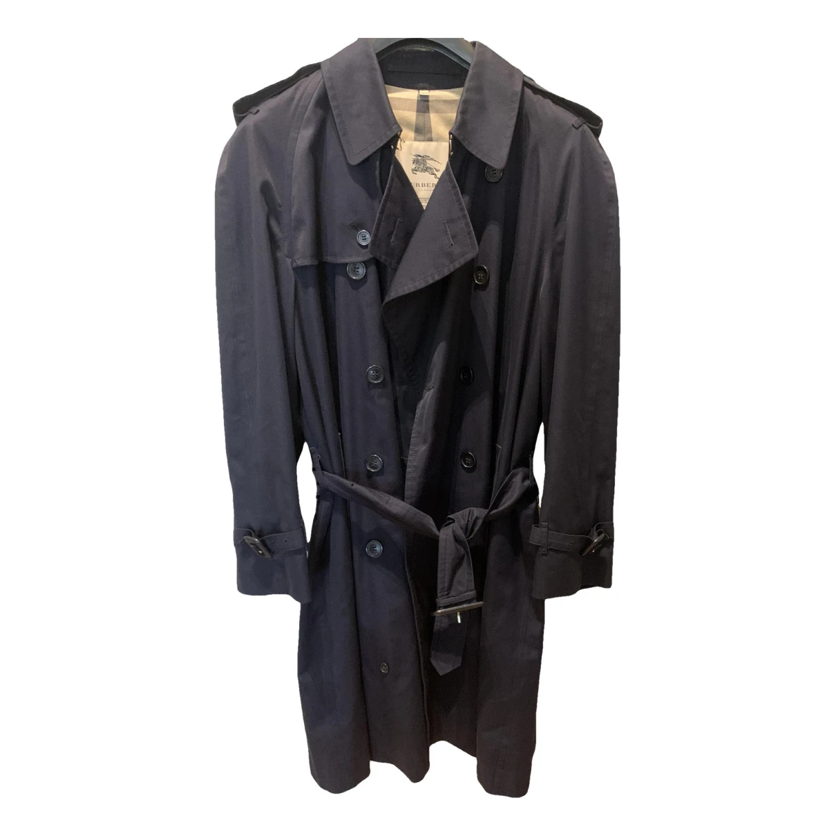 Pre-owned Burberry Chelsea Trench Coat In Blue