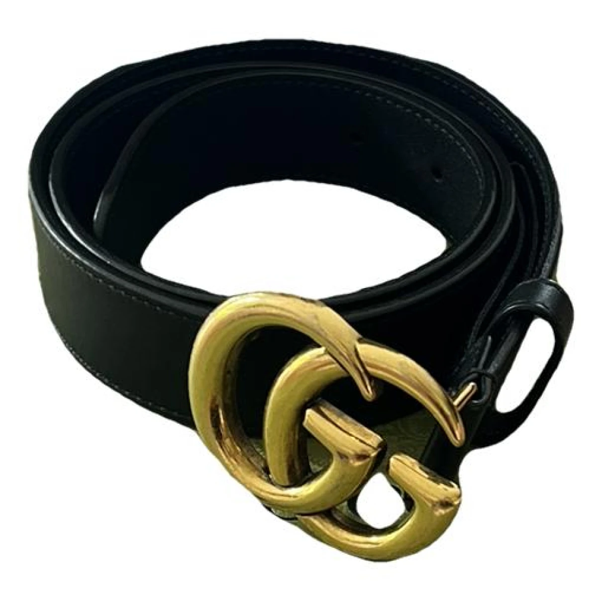 Pre-owned Gucci Gg Buckle Leather Belt In Gold