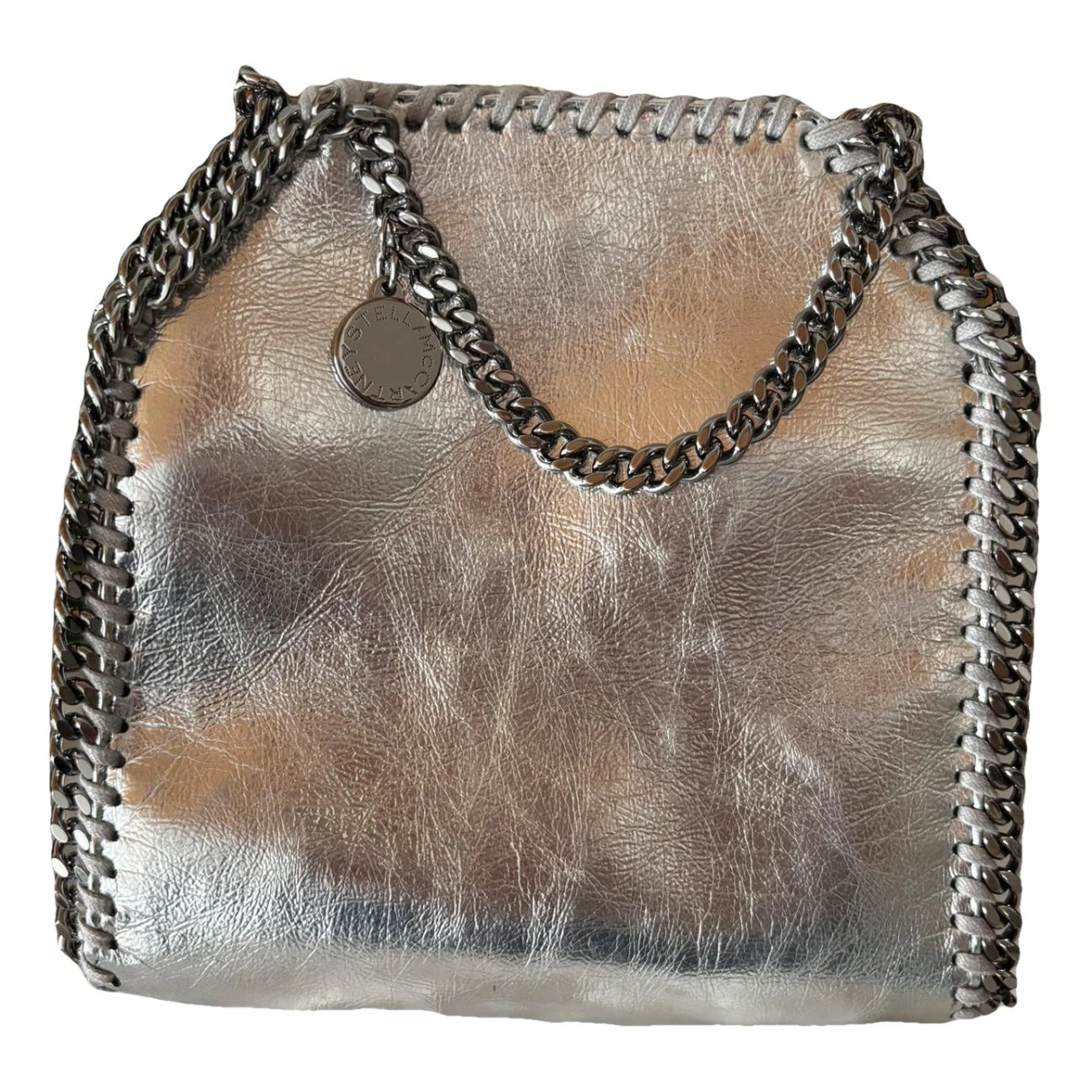 Pre-owned Stella Mccartney Falabella Vegan Leather Crossbody Bag In Silver