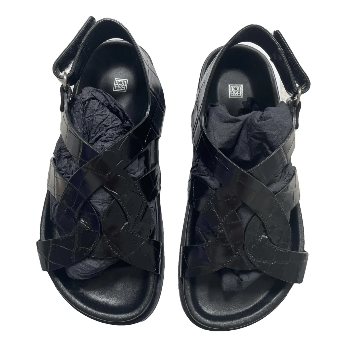 Pre-owned Totême Leather Sandal In Black