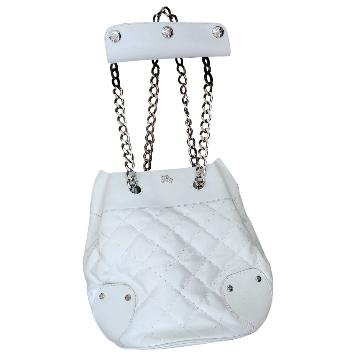 Pre-owned Burberry Leather Crossbody Bag In White