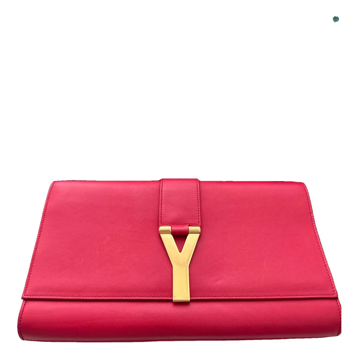 Pre-owned Saint Laurent Sade Pochette Enveloppe Leather Clutch Bag In Red