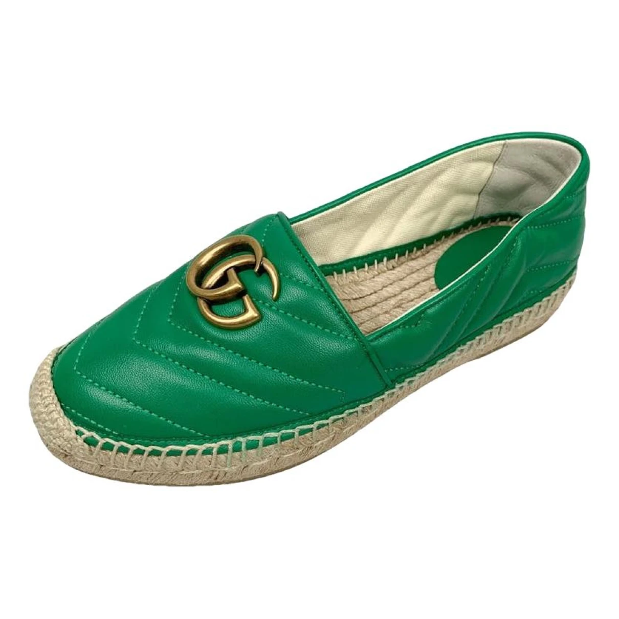 Pre-owned Gucci Leather Espadrilles In Green