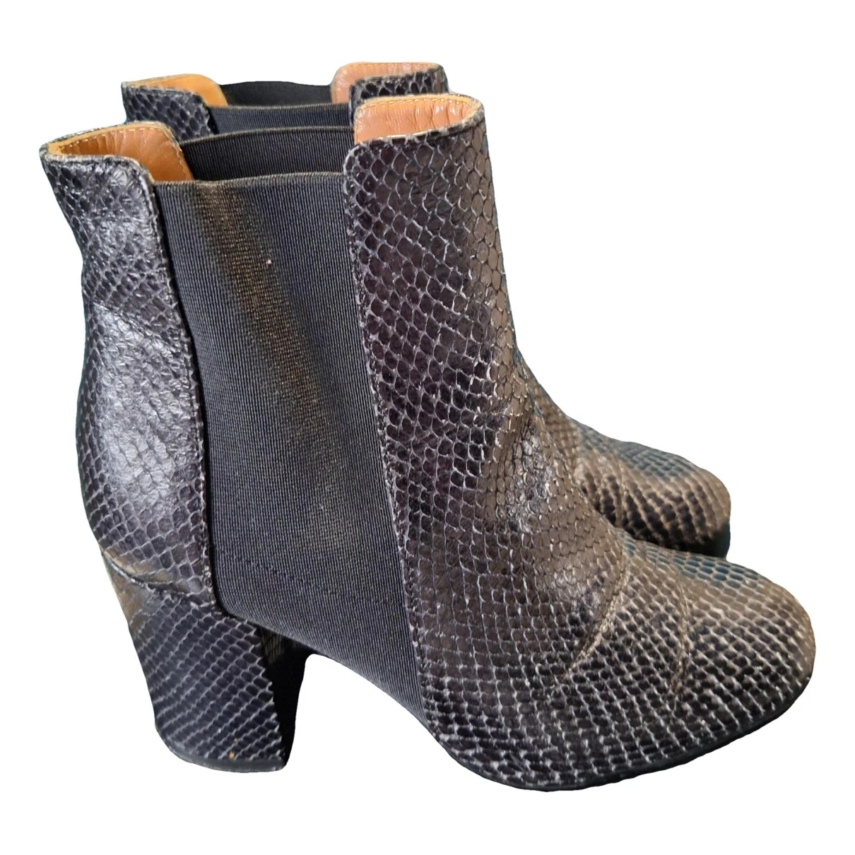 Pre-owned Pollini Leather Boots In Anthracite