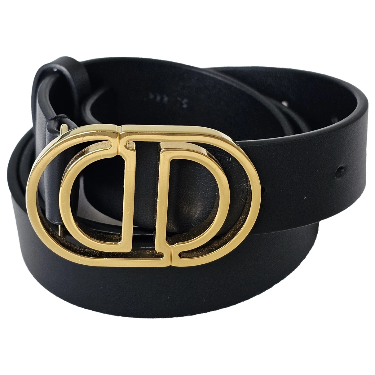Pre-owned Dior 30 Montaigne Leather Belt In Black