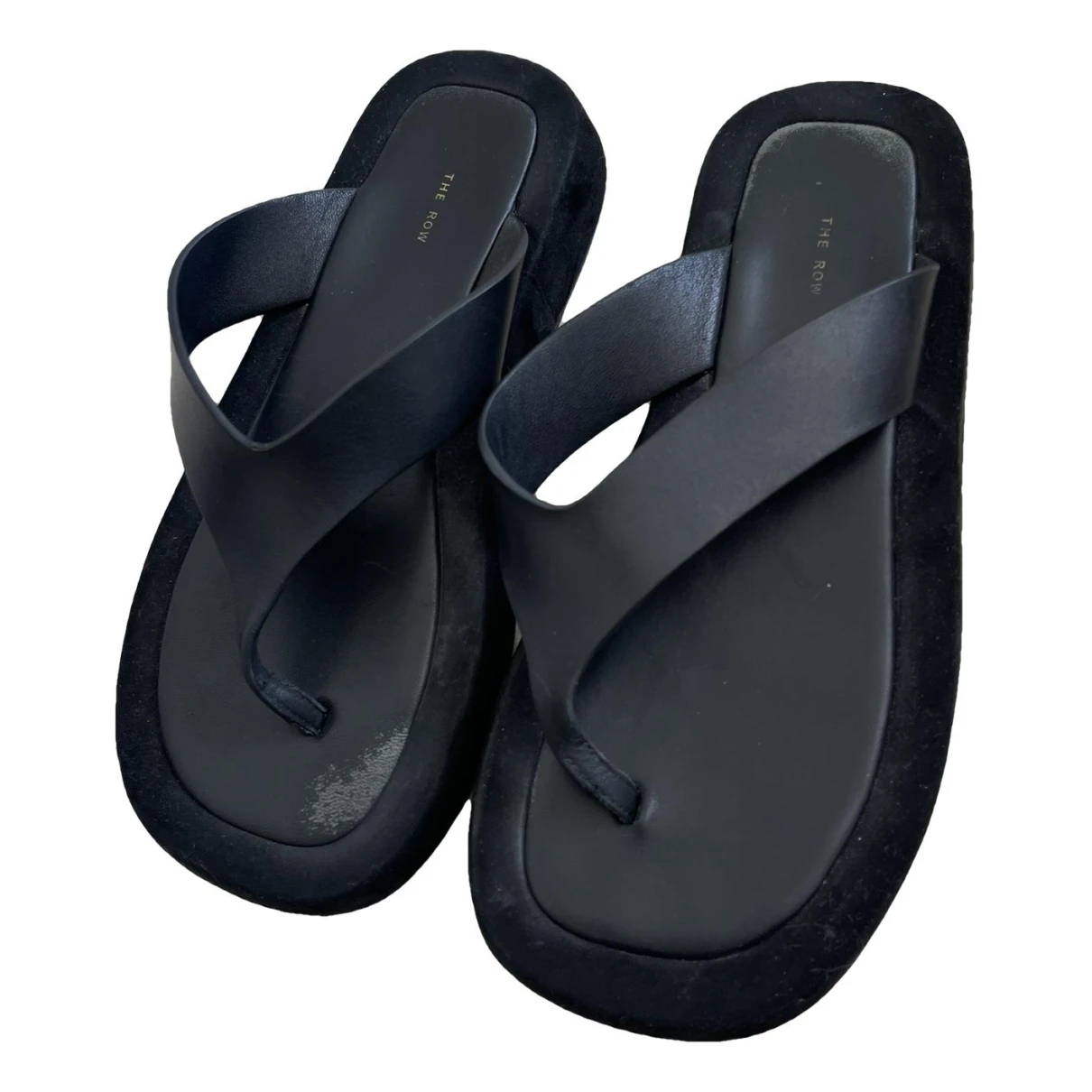Pre-owned The Row Ginza Leather Flip Flops In Black