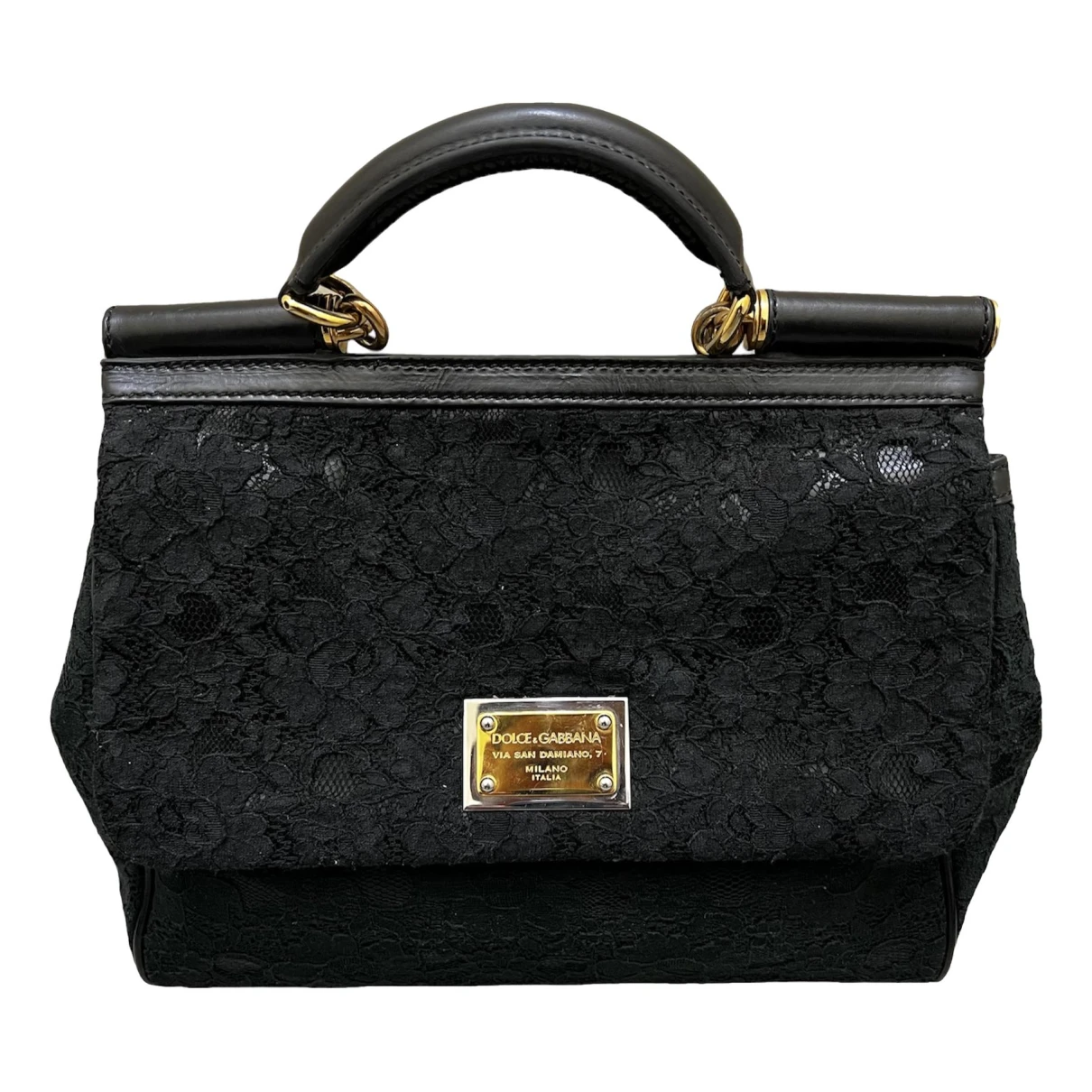 Pre-owned Dolce & Gabbana Sicily Cloth Crossbody Bag In Black