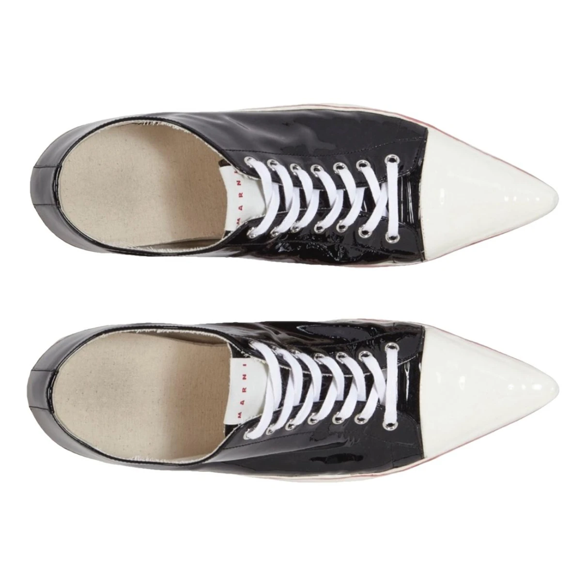 Pre-owned Marni Patent Leather Lace Ups In Black