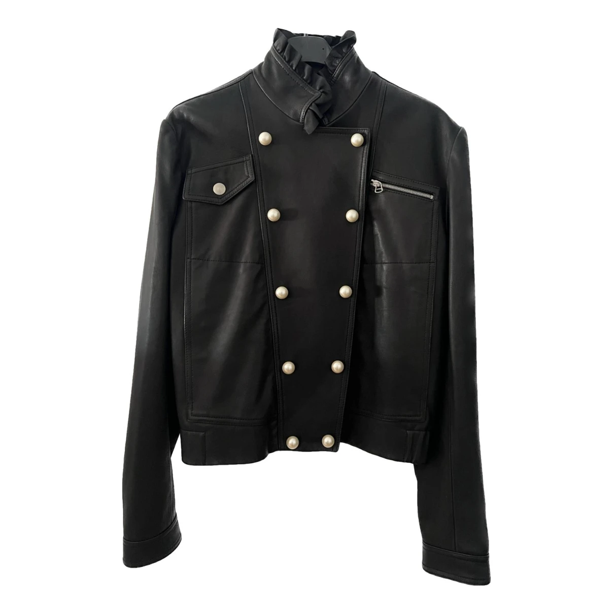 Pre-owned Philosophy Di Lorenzo Serafini Leather Biker Jacket In Black