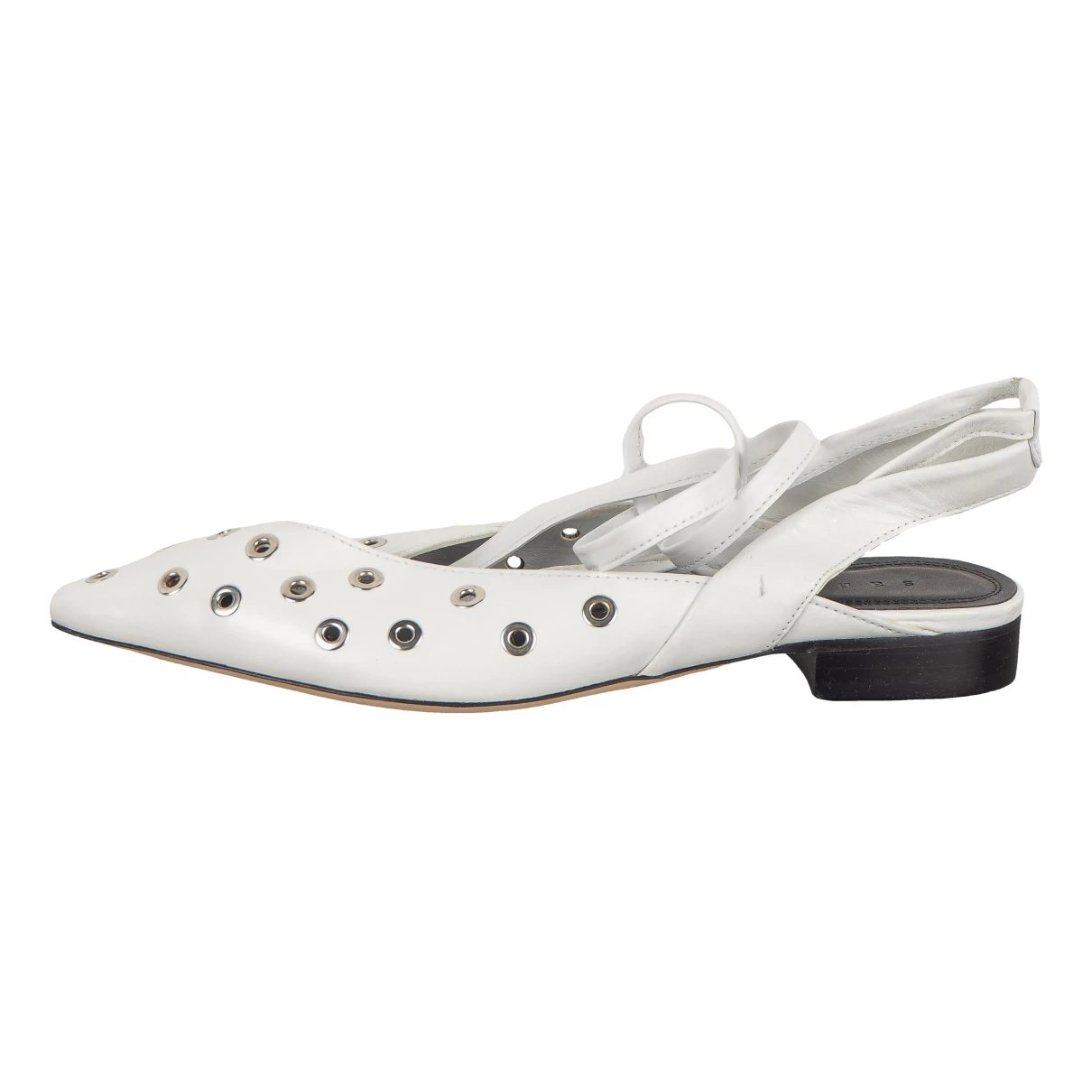 Pre-owned Sandro Spring Summer 2021 Leather Flats In White