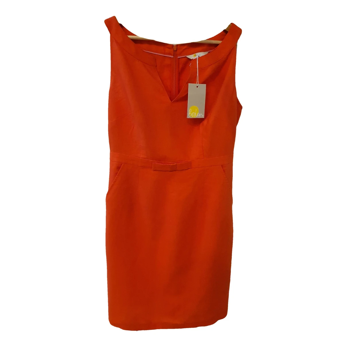 Pre-owned Boden Linen Mid-length Dress In Orange