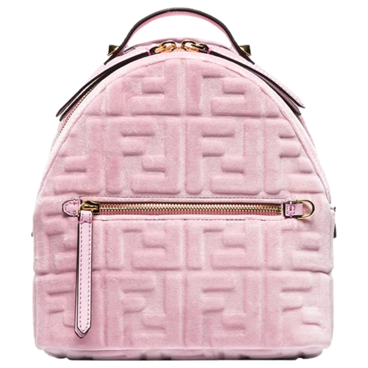 Pre-owned Fendi X Fila Fendi Mania Velvet Backpack In Pink