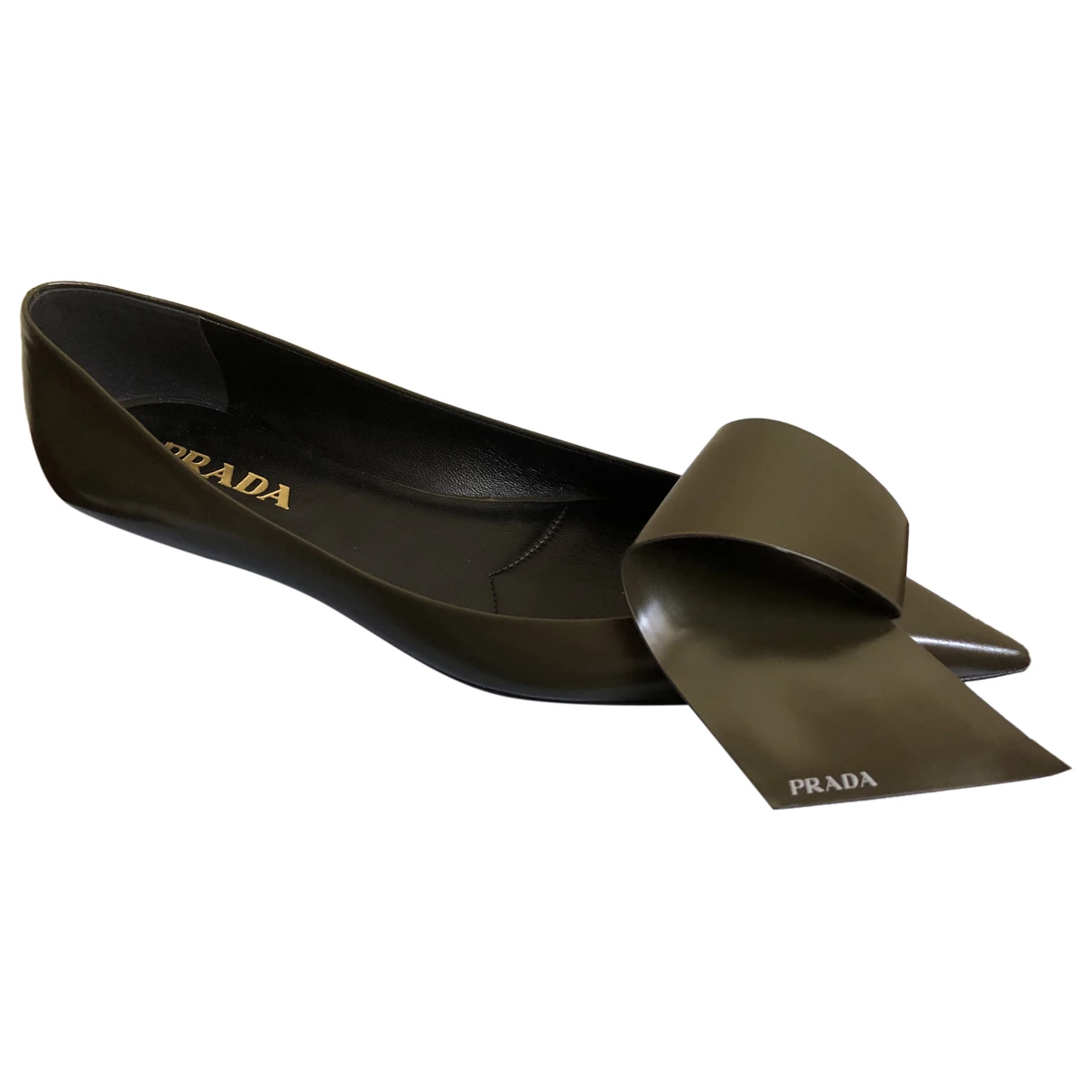 Pre-owned Prada Leather Ballet Flats In Green