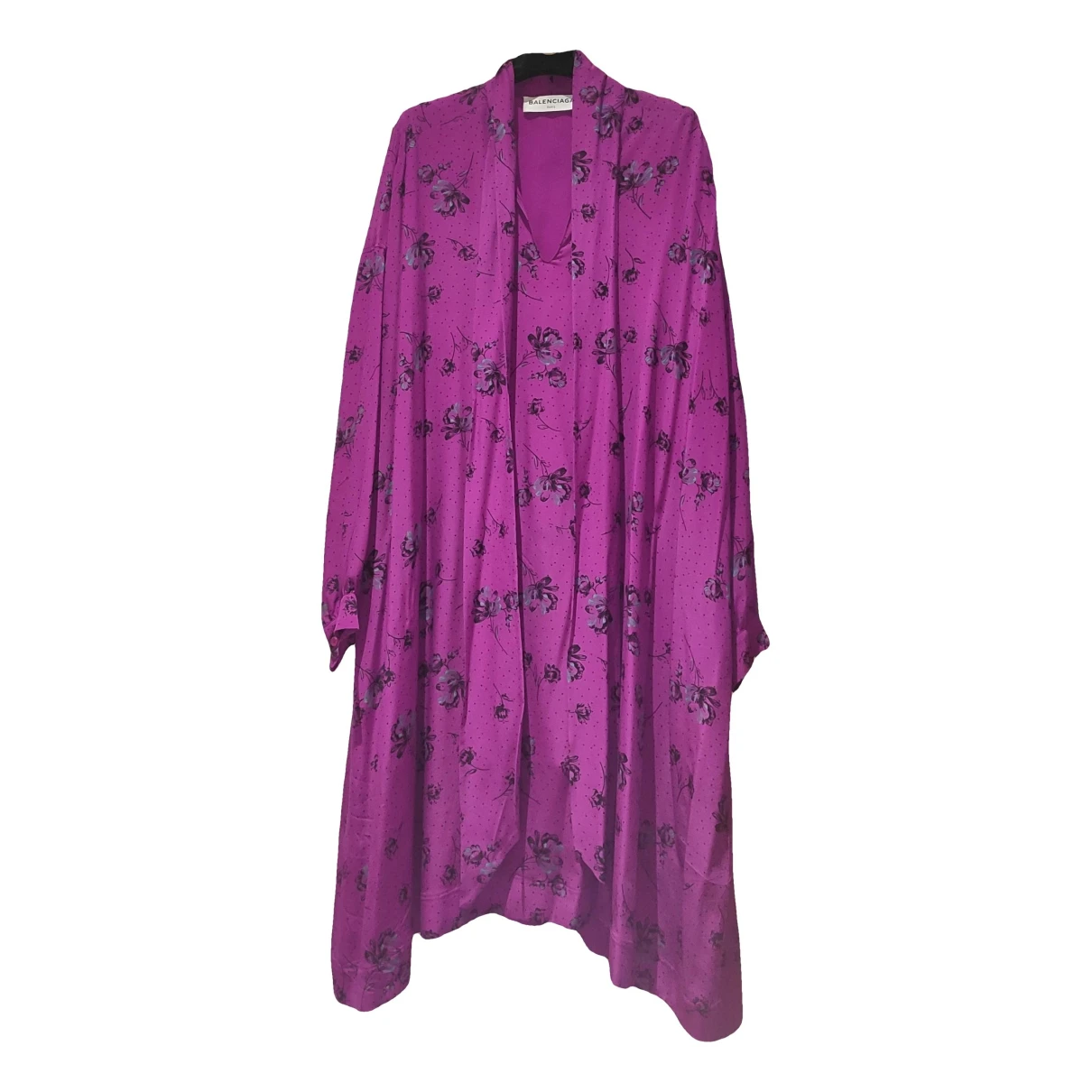 Pre-owned Balenciaga Silk Mid-length Dress In Purple