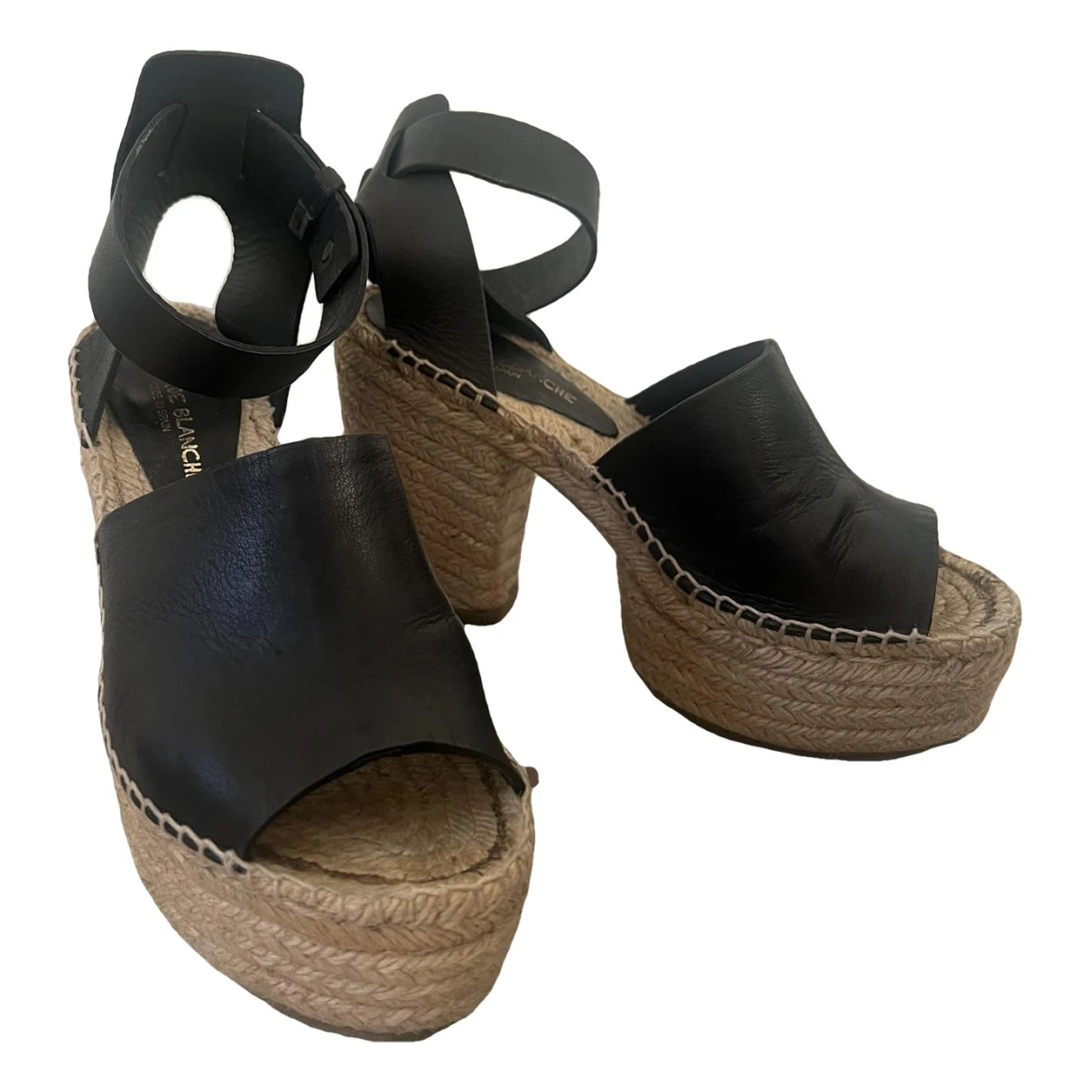 Pre-owned La Corde Blanche Leather Sandals In Black
