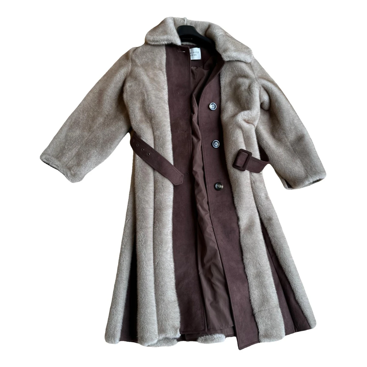 Pre-owned Charlotte Simone Faux Fur Coat In Brown