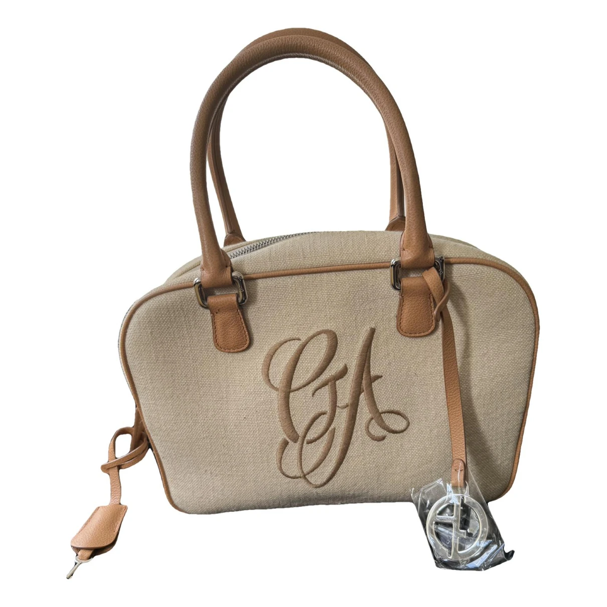 Pre-owned Giorgio Armani Linen Handbag In Beige