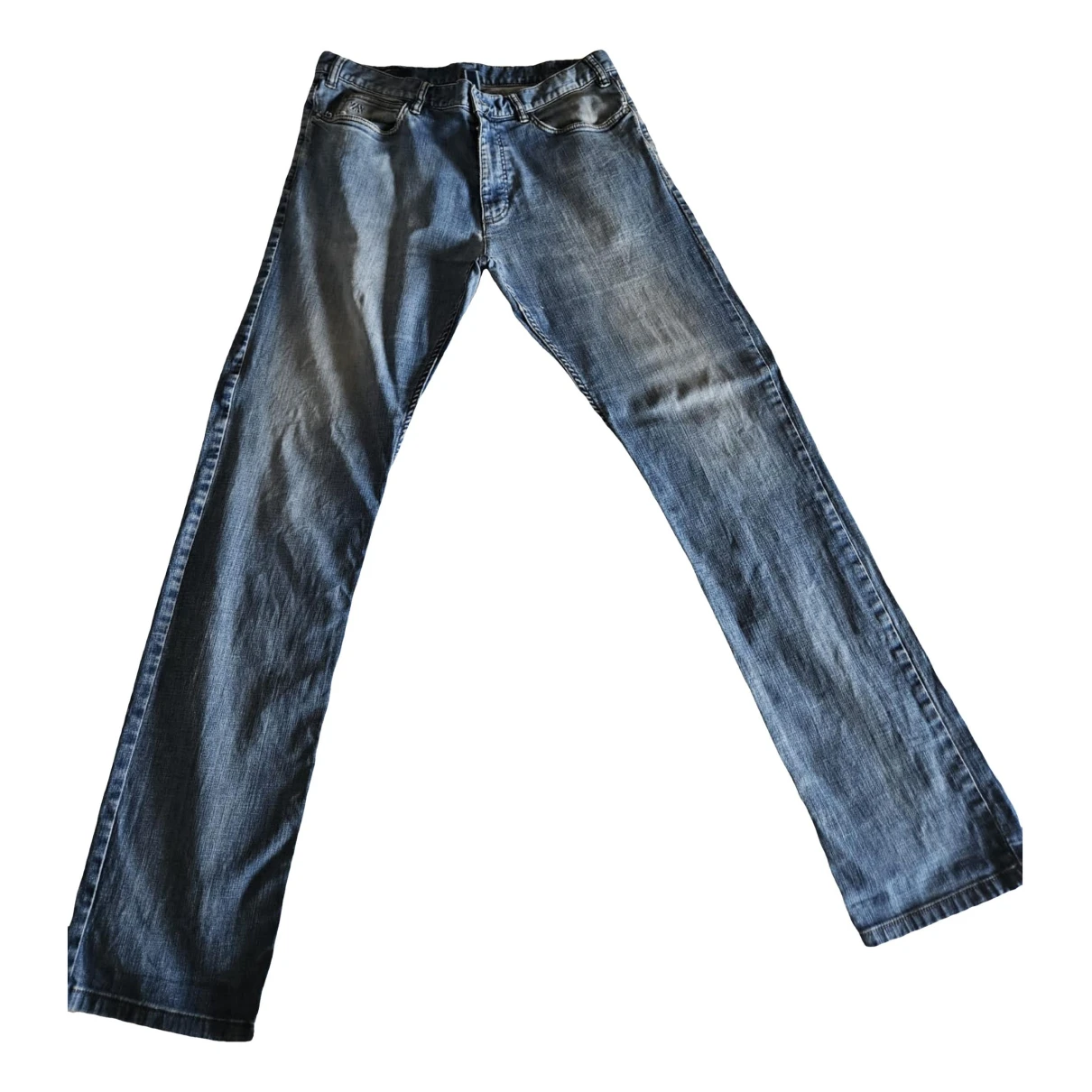 Pre-owned Zegna Straight Jeans In Turquoise