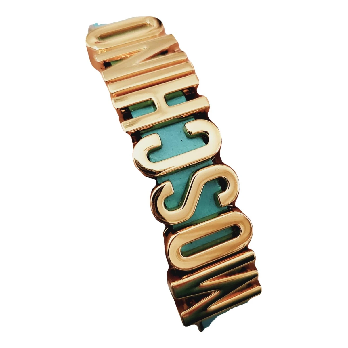Pre-owned Moschino Leather Bracelet In Turquoise