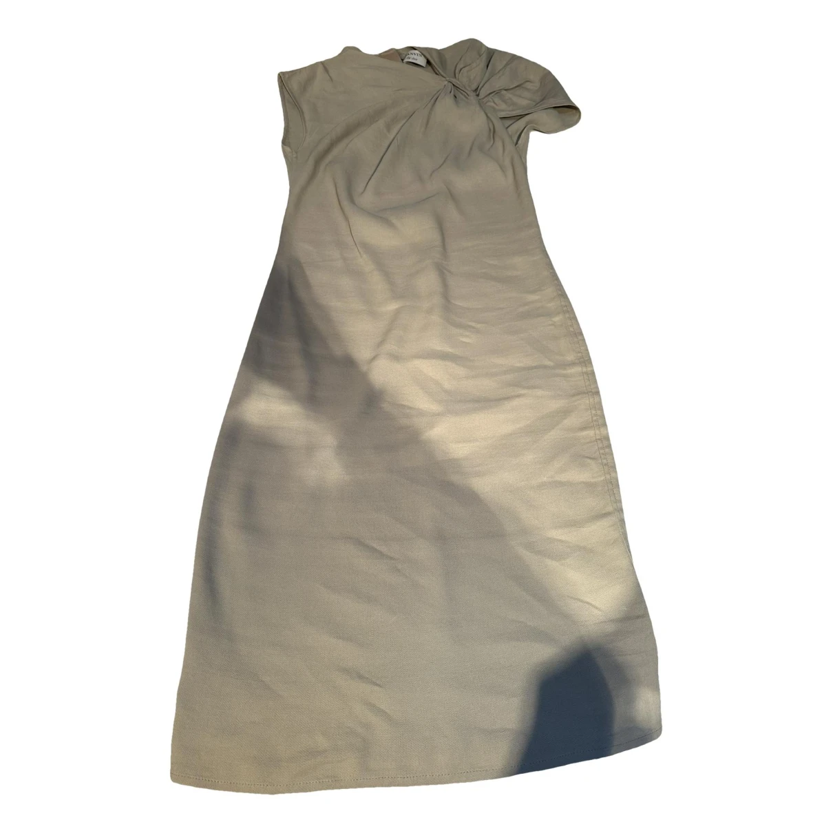 Pre-owned Lanvin Linen Mid-length Dress In Beige