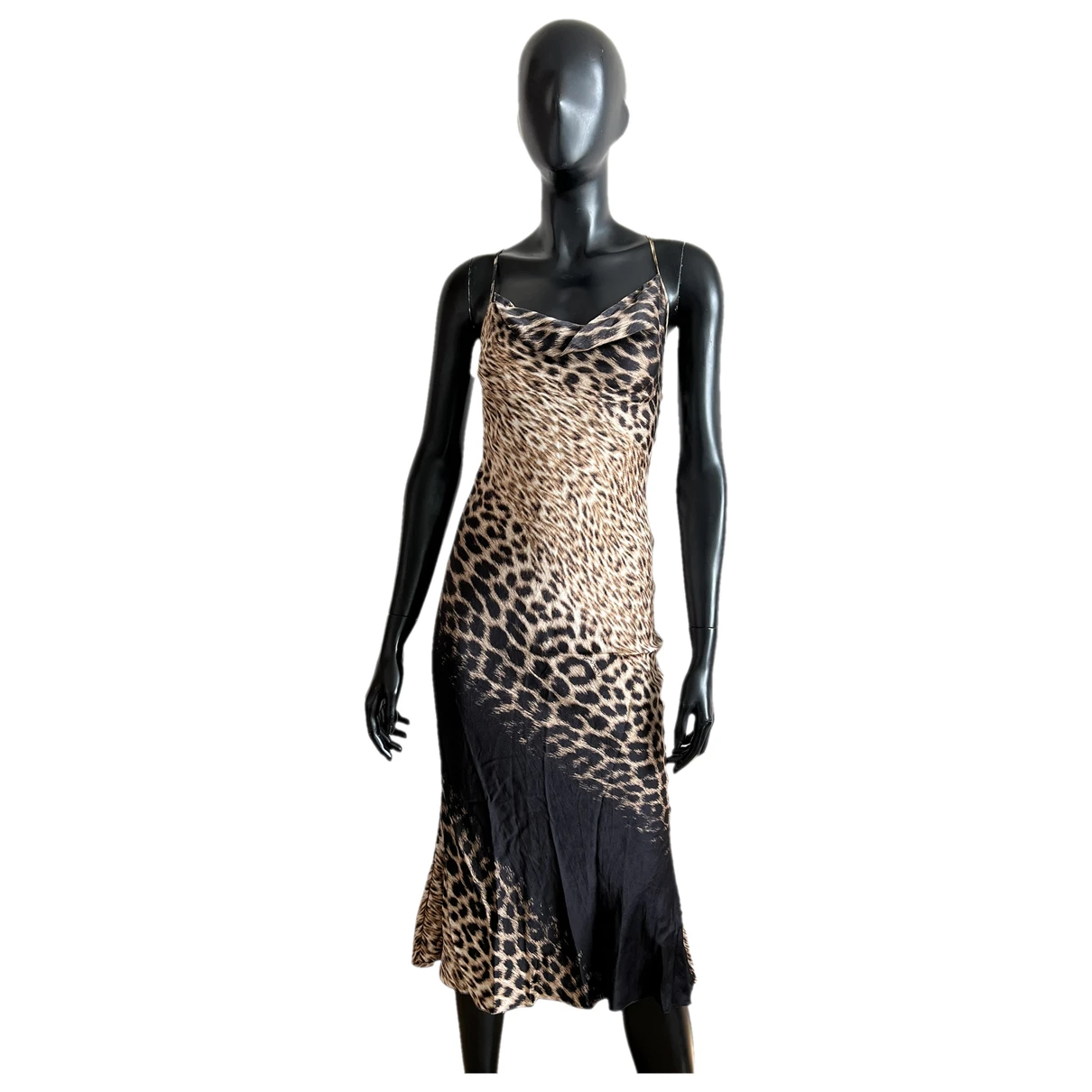 Pre-owned Roberto Cavalli Silk Mid-length Dress In Brown