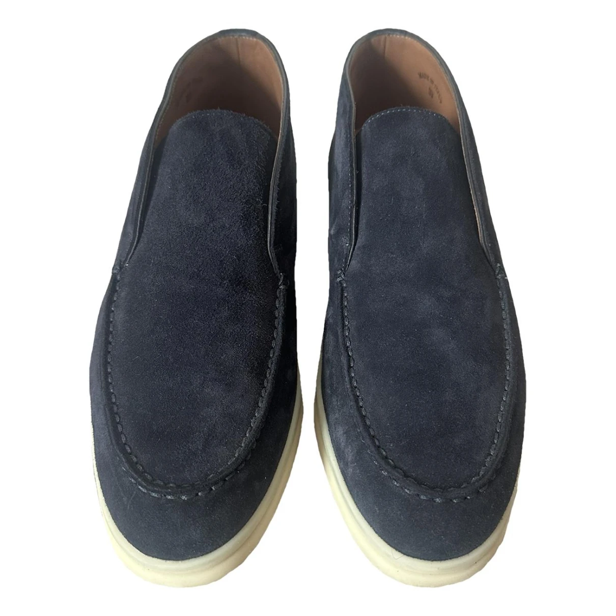 Pre-owned Loro Piana Open Walk Mocassin Boots In Navy