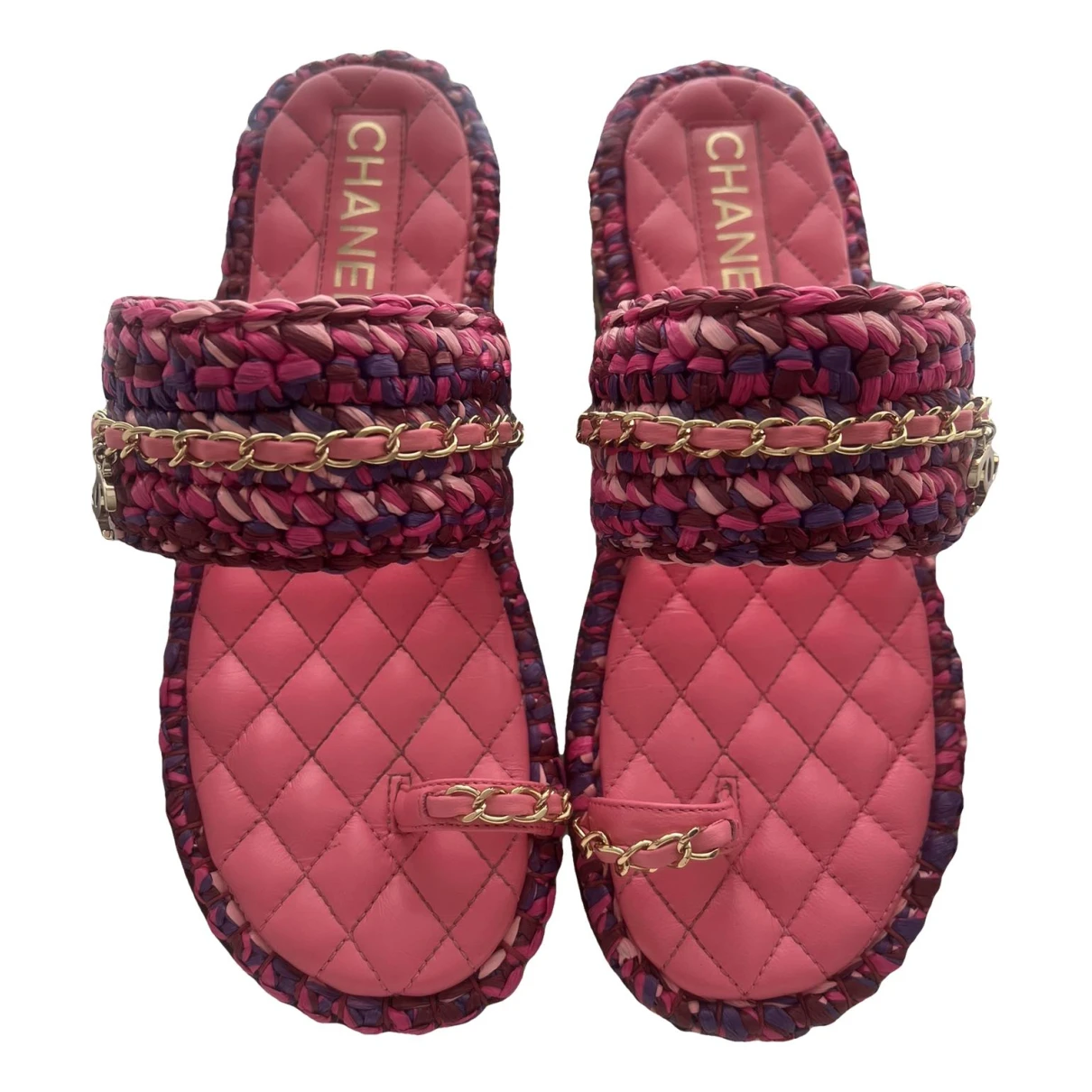 Pre-owned Chanel Leather Sandal In Pink