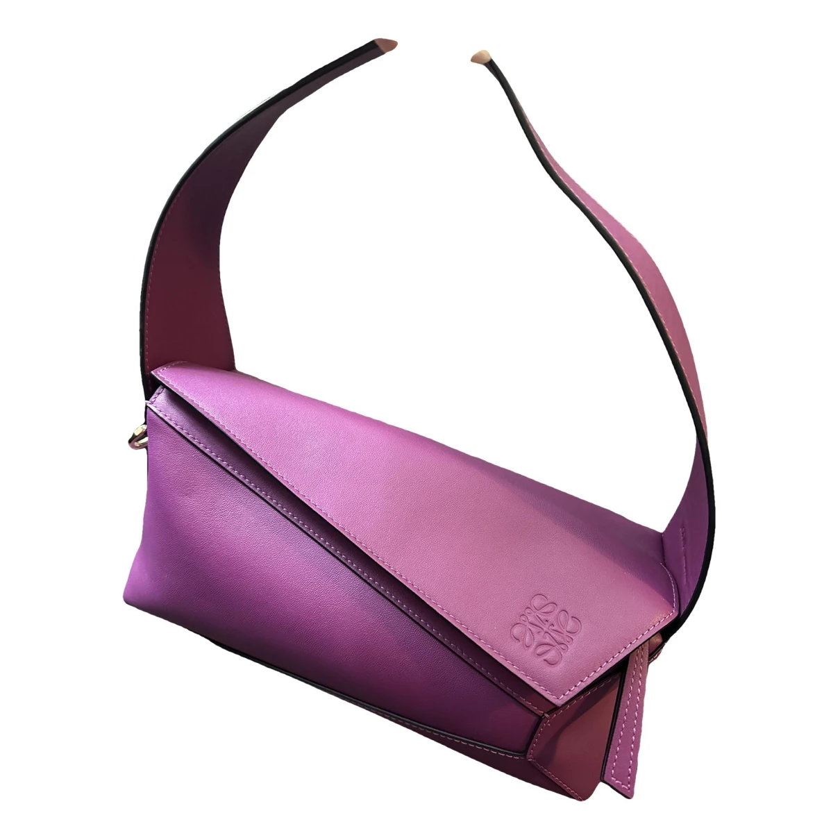 Pre-owned Loewe Puzzle Hobo Leather Handbag In Purple