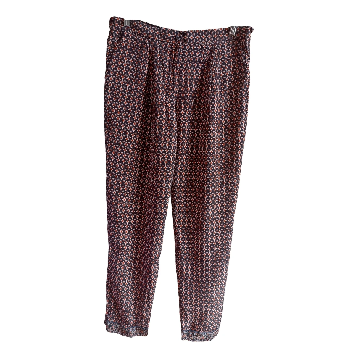 Pre-owned Tory Burch Silk Straight Pants In Multicolour
