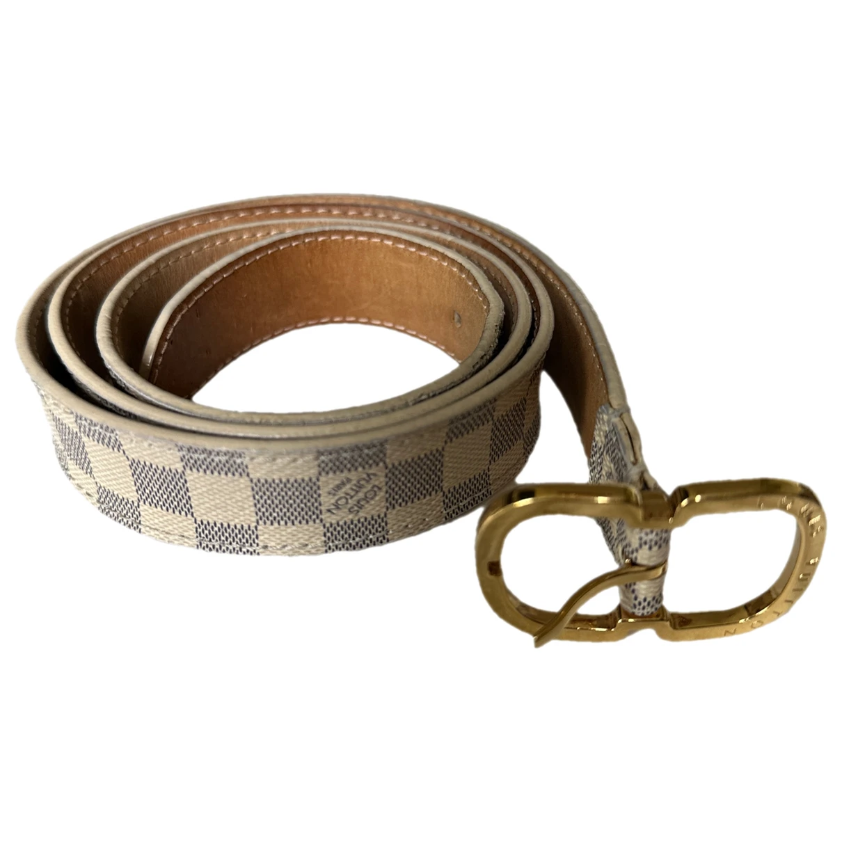 Pre-owned Louis Vuitton Leather Belt In Beige