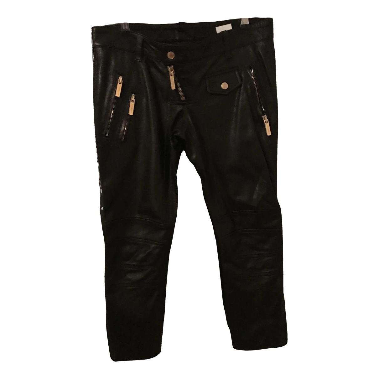 Pre-owned Dsquared2 Leather Straight Pants In Black