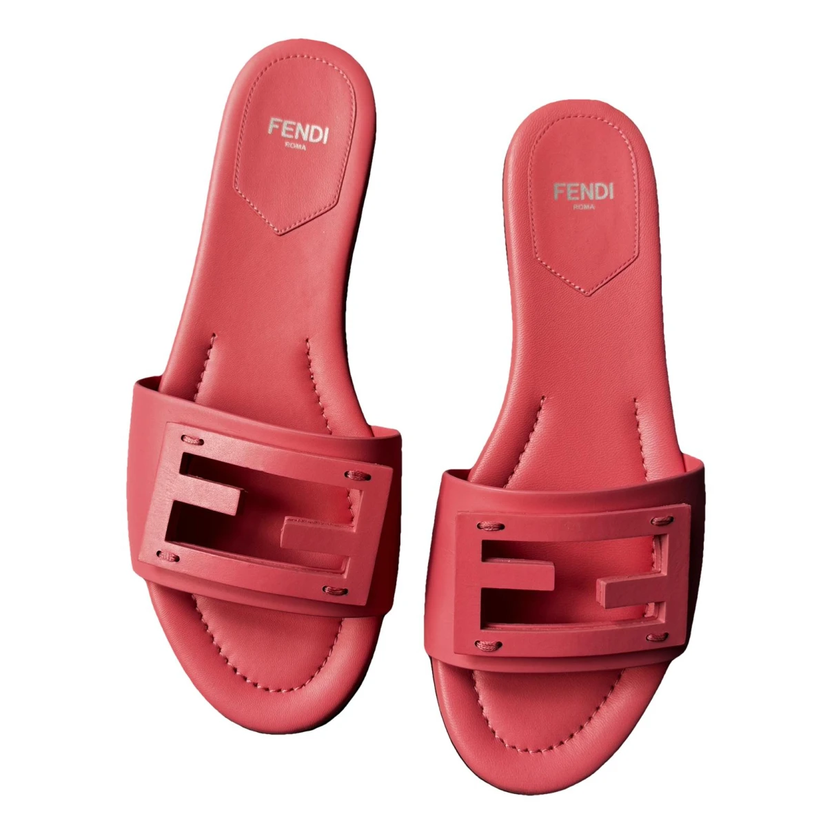 Pre-owned Fendi Leather Mules In Pink