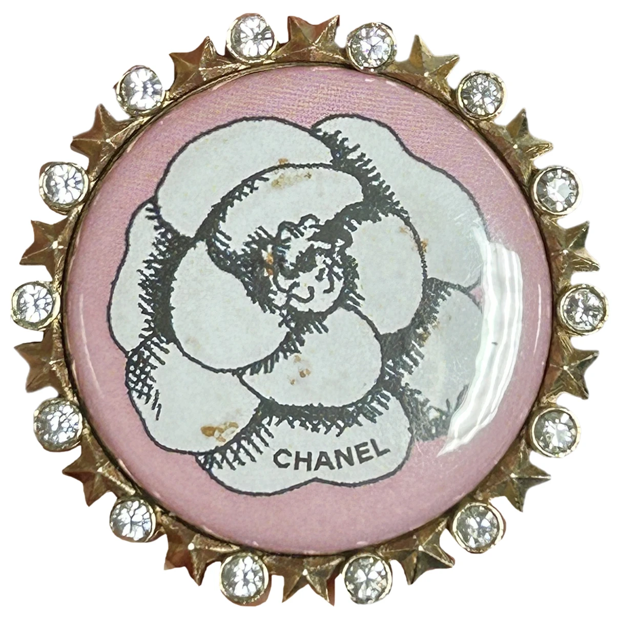 Pre-owned Chanel Crystal Pin & Brooche In Pink