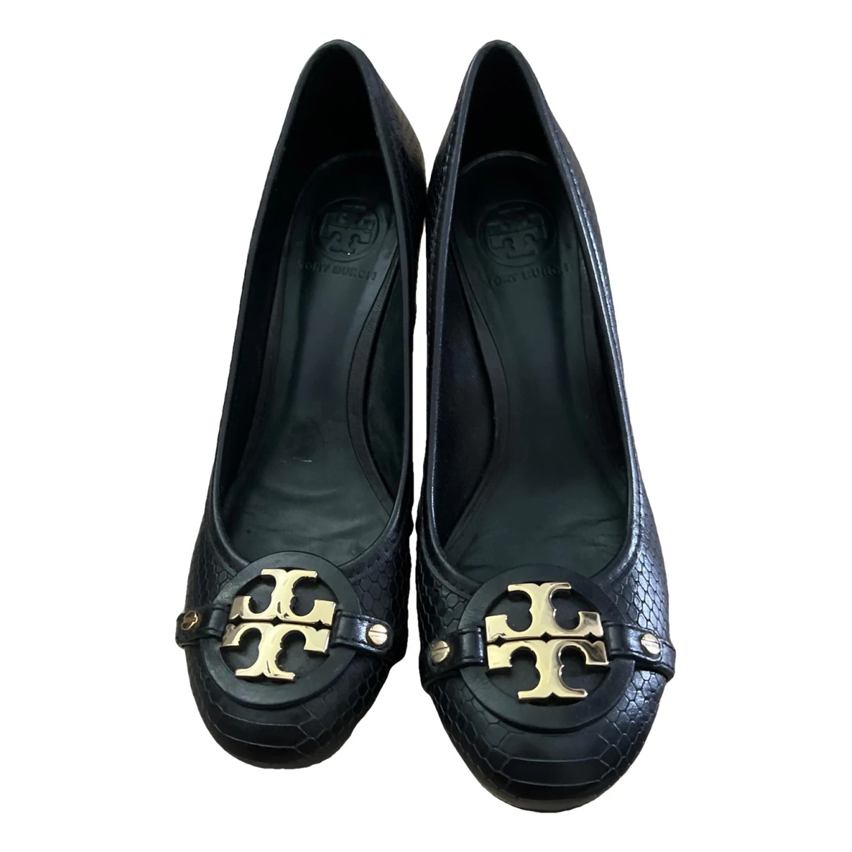 Pre-owned Tory Burch Leather Heels In Black