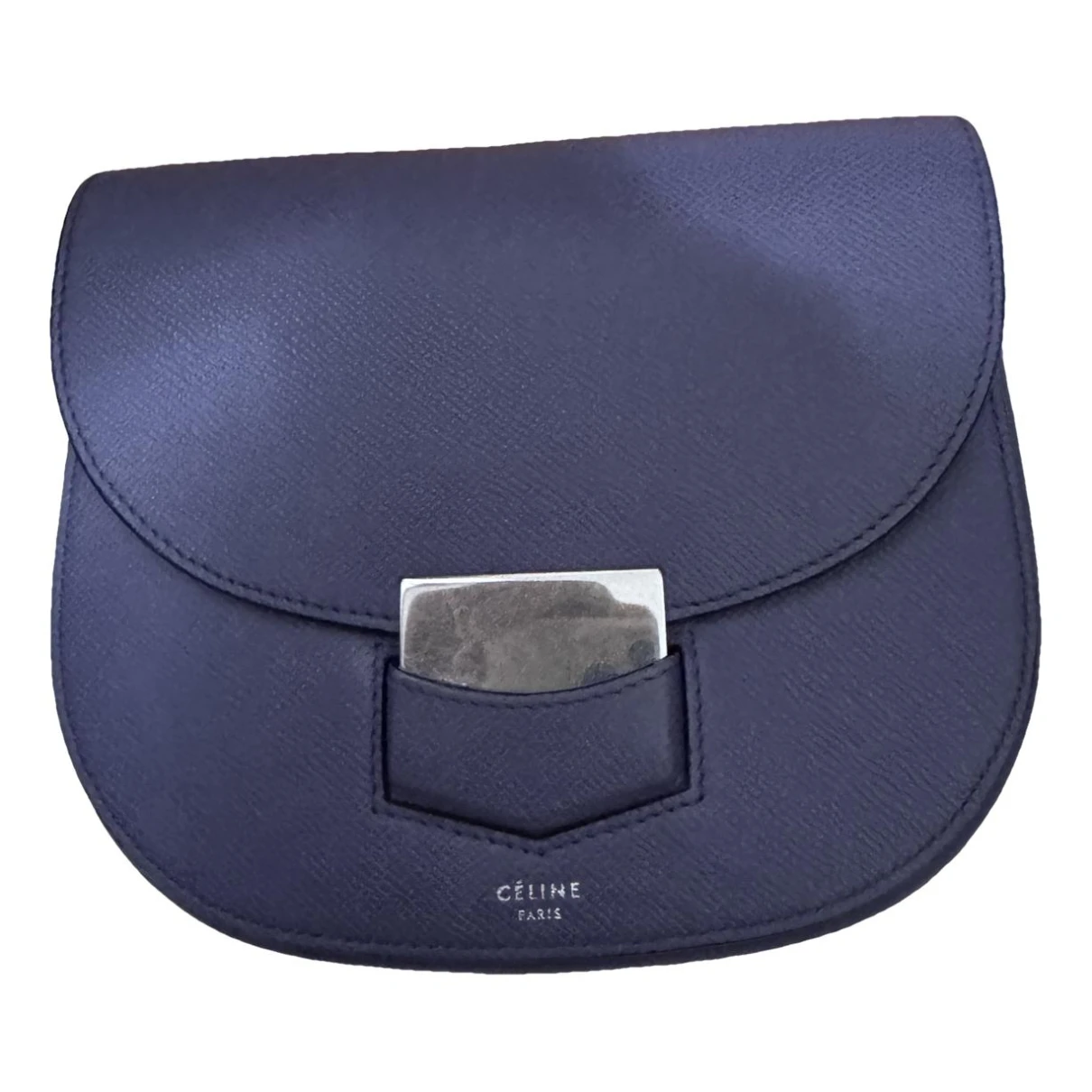 Pre-owned Celine Trotteur Leather Crossbody Bag In Purple