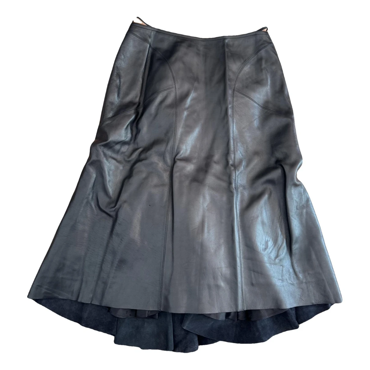 Pre-owned Alaïa Leather Mid-length Skirt In Black