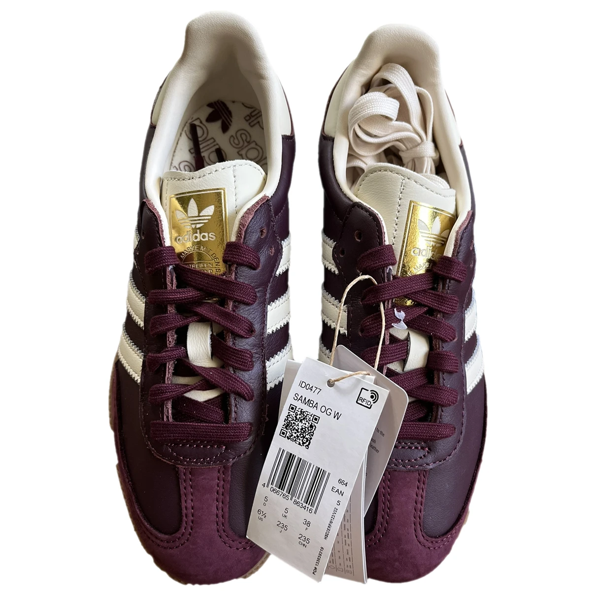 Pre-owned Adidas Originals Samba Leather Trainers In Burgundy