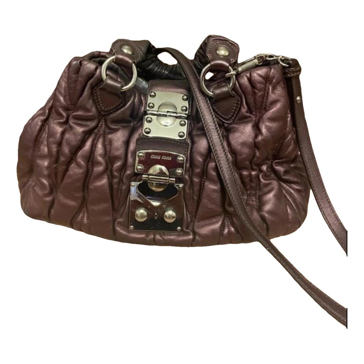 Pre-owned Miu Miu Matelassé Leather Handbag In Brown