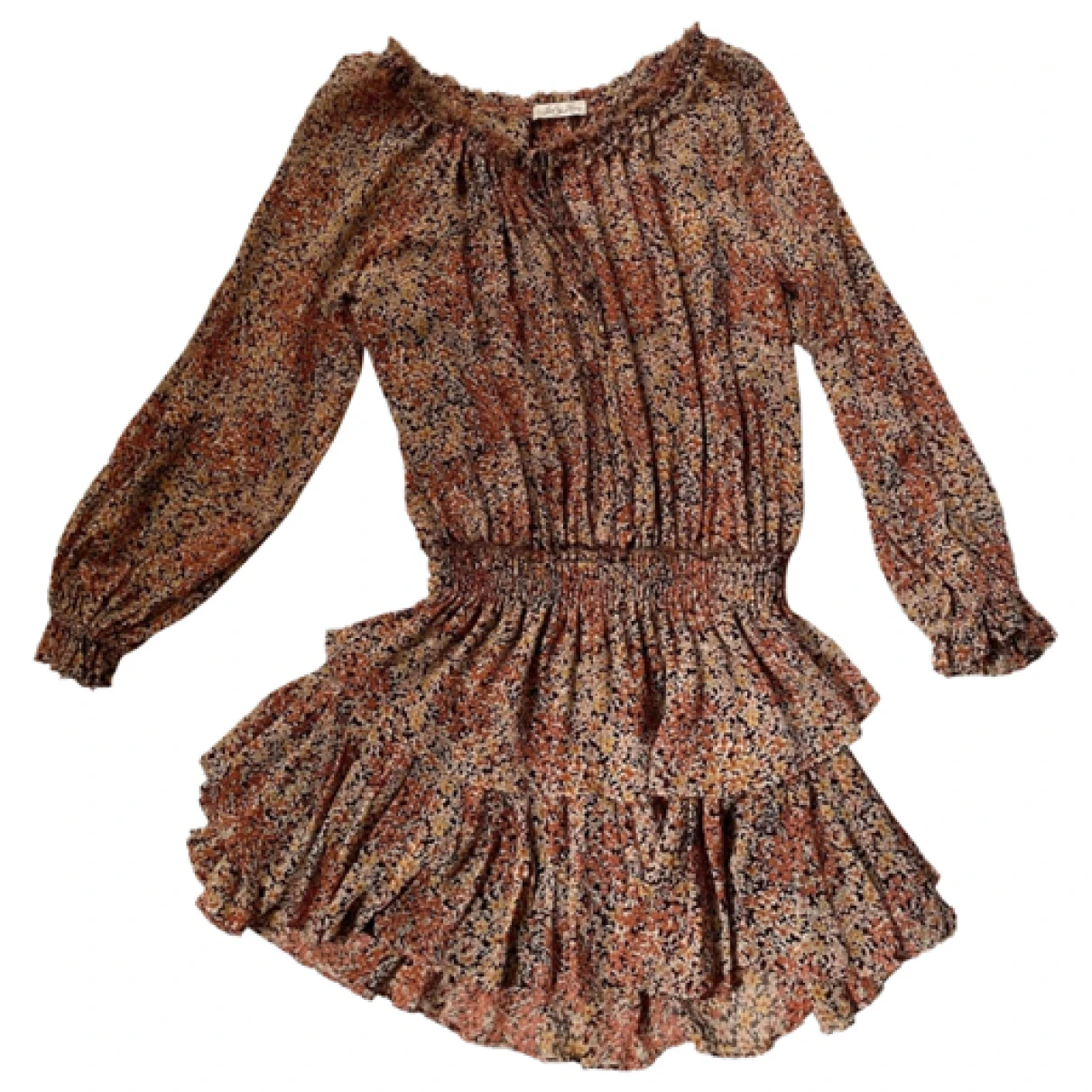 Pre-owned Loveshackfancy Silk Mini Dress In Brown