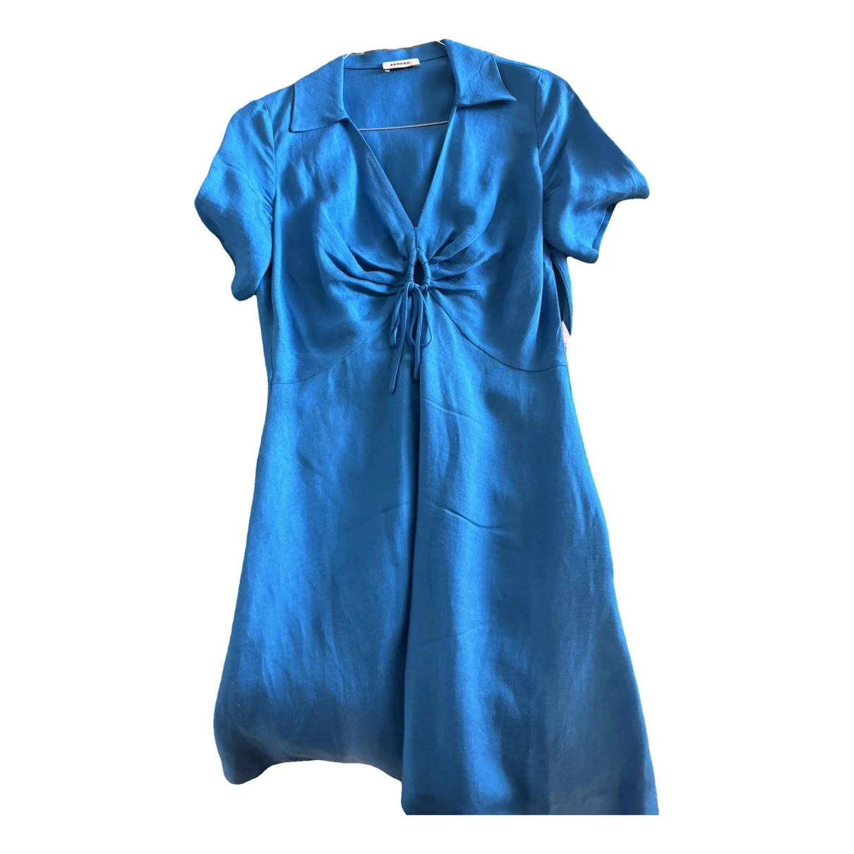 Pre-owned Sandro Linen Mini Dress In Blue